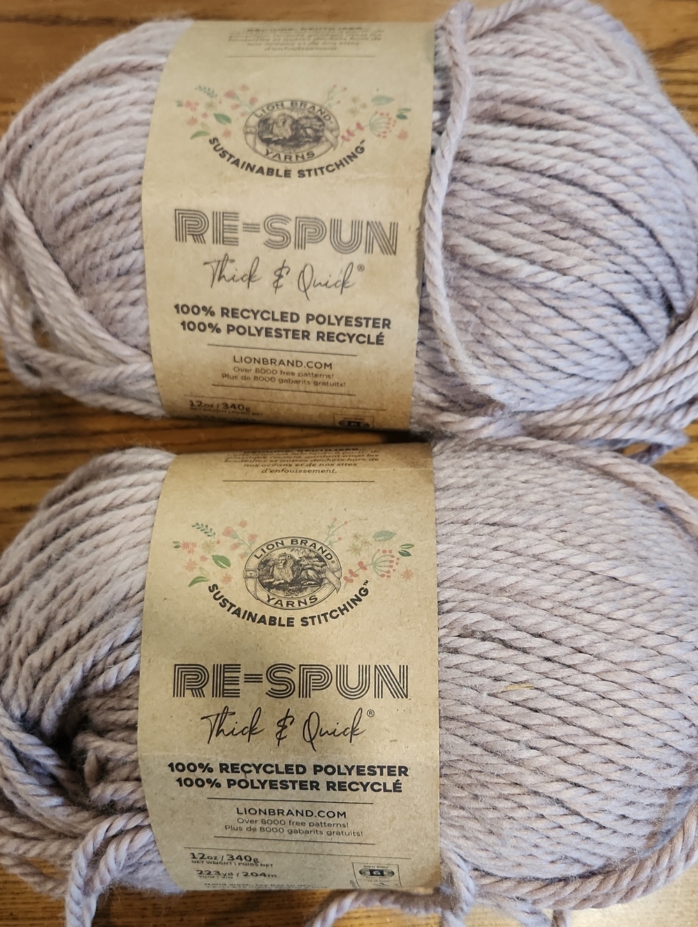 2 Lion Brand Re-Spun Thick And Quick Yarn Wisteria